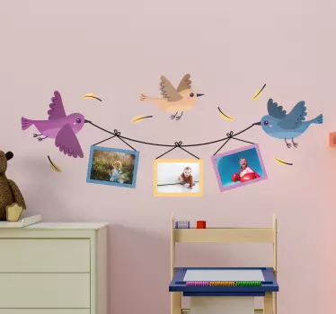 Dieren muursticker vogels met fotolijsten - TenStickers