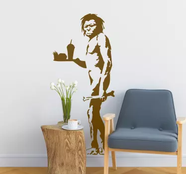 Muurstickers tienerkamer Banksy caveman - TenStickers