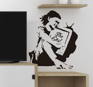 Muurstickers woonkamer Banksy TV meisje - TenStickers