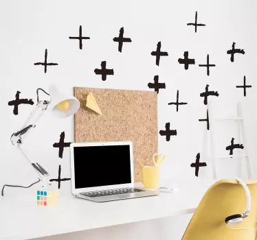 Muurdecoratie stickers patroon plus symbool - TenStickers