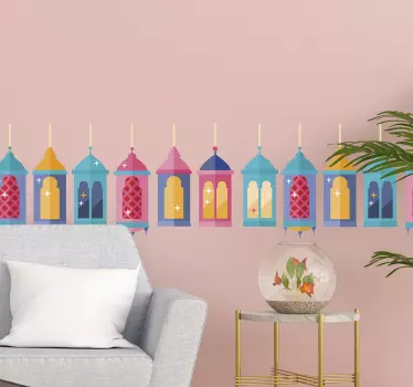 Muurdecoratie stickers kleurrijke lampionnetjes - TenStickers