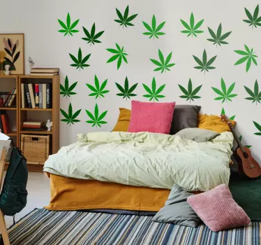 Muurstickers planten Cannabis blad - TenStickers