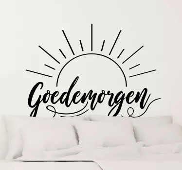 Muursticker woonkamer tekst Goedemorgen - TenStickers