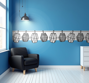 Muurstickers woonkamer lampionnetjes zwart - TenStickers