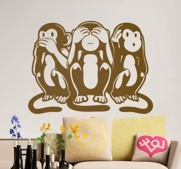 Muurstickers dieren Wijsheid apen - TenStickers
