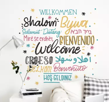 Muurstickers woonkamer Welkom verschillende talen - TenStickers