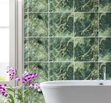 Tegelstickers badkamer texturen groen marmer - TenStickers