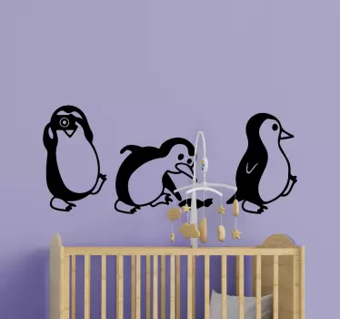 Muurstickers vogels Schattige pinguïns lopen - TenStickers