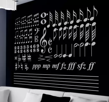 Muziek noten muursticker - TenStickers