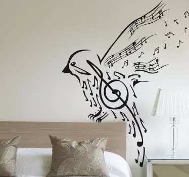 Muziek Vogel Muursticker - TenStickers
