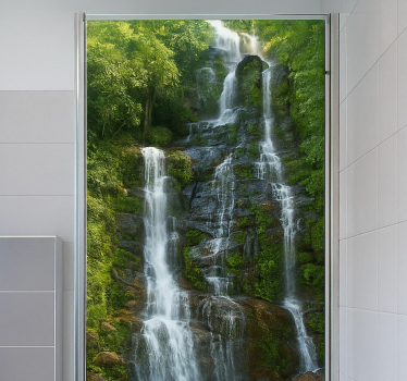 Natuurlijke rotswaterval douchedeur sticker - TenStickers