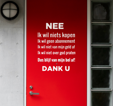 Deursticker nee dank u - TenStickers