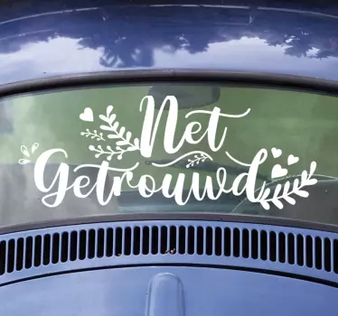 Net getrouwd bruiloft vinyl sticker - TenStickers