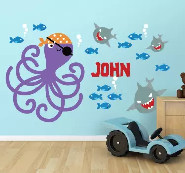 Octupus piraten persoonlijke sticker - TenStickers