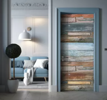 Oude hout Deursticker - TenStickers