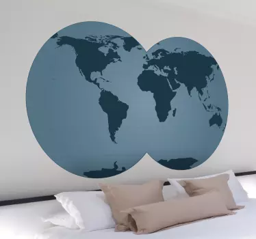 Overlappende Wereldbol Muursticker - TenStickers