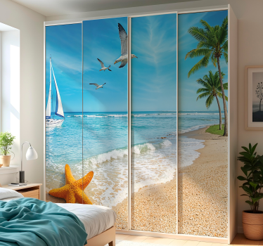 Paradijselijk strandtafereel meubel sticker - TenStickers