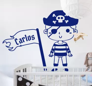 Personaliseerbare piraat zeevaartsticker - TenStickers