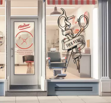 Persoonlijk barbershop logo etalage sticker - TenStickers