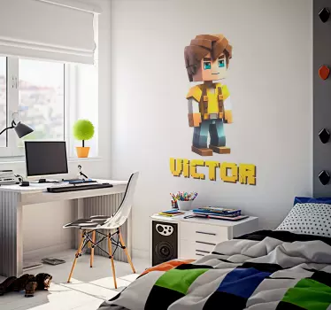 Pixel game personage aanpasbare naam sticker - TenStickers
