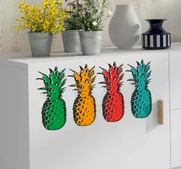 Pop Kunst Ananas Muursticker - TenStickers