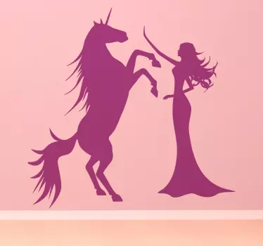 Prinses en eenhoorn sticker - TenStickers