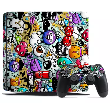 Ps4 sticker dynamische kleurrijke vormen - TenStickers