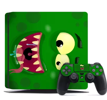 Ps4 sticker groene monster thema - TenStickers
