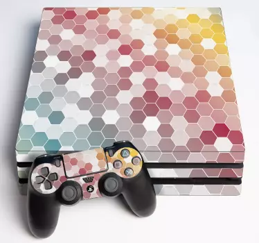 Ps4 sticker hexagonaal kleurenmozaïek - TenStickers