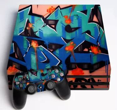 Ps4 sticker levendig graffiti patroon - TenStickers