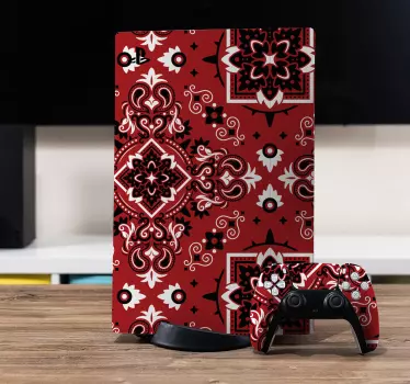 Ps4 sticker ornate rode patroon - TenStickers