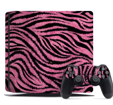 Ps4 sticker roze zebra patroon - TenStickers