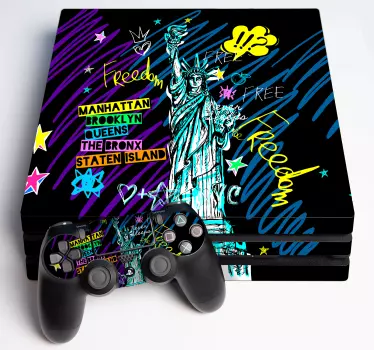 Ps4 sticker vrijheidsstad landschap design - TenStickers