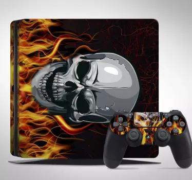 PS4 sticker schedel vuur - TenStickers