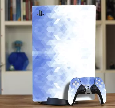 Ps5 sticker blauwe geometrische motieven - TenStickers