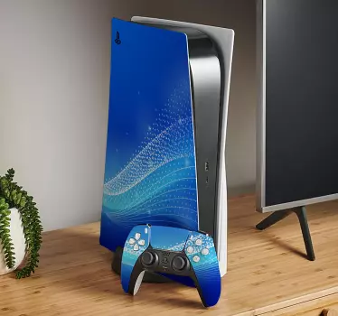 Ps5 sticker blauwe golf motieven - TenStickers