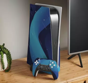 Ps5 sticker blauwe golf wrap - TenStickers