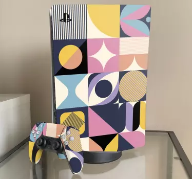 Ps5 sticker geometrische kleurrijke patronen - TenStickers