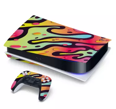 Ps5 sticker levendige abstracte motieven - TenStickers