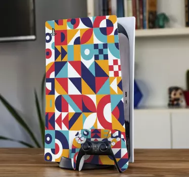 Ps5 sticker levendige geometrische patronen - TenStickers