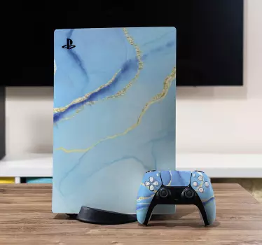 Ps5 sticker marmer blauw motief - TenStickers