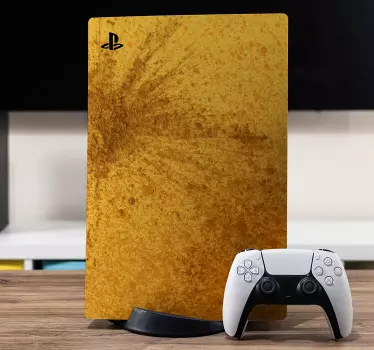 Ps5 sticker met gestructureerd gouden paneel - TenStickers