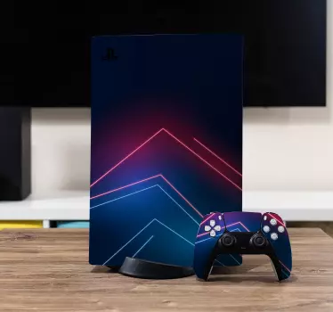 PS5 sticker Neon blauw licht met lijnen - TenStickers