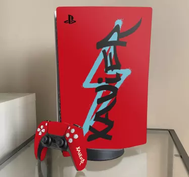 Ps5 sticker rood grafisch ontwerp - TenStickers