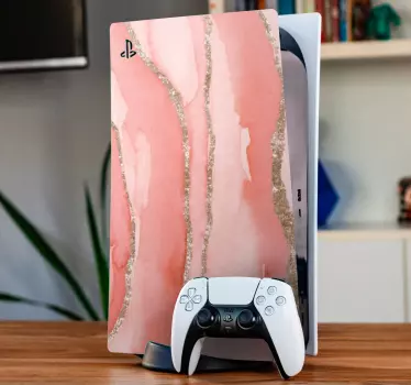 Ps5 sticker roze bloemen swirl - TenStickers