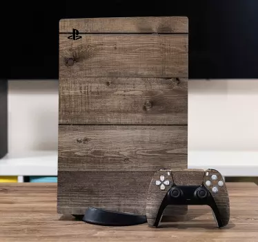 Ps5 sticker rustieke houten afwerking - TenStickers