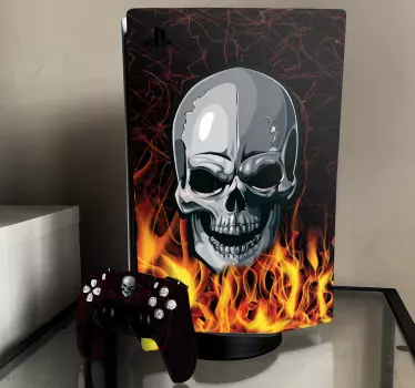 Ps5 sticker skullvlam motief - TenStickers