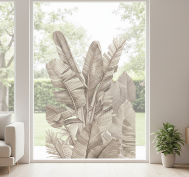 Raamsticker beige palmbladeren uit het woud - TenStickers