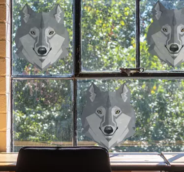 Raamsticker geometrisch wolf gezicht - TenStickers