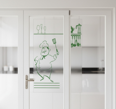 Raamsticker hoofdchef keukenset - TenStickers